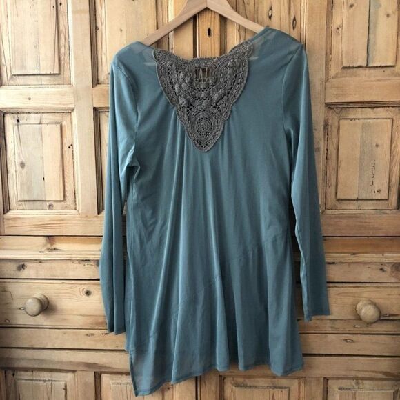 Soft Surroundings Womens Large Double Layer Crochet Back Detail Blouse Top - Picture 7 of 11